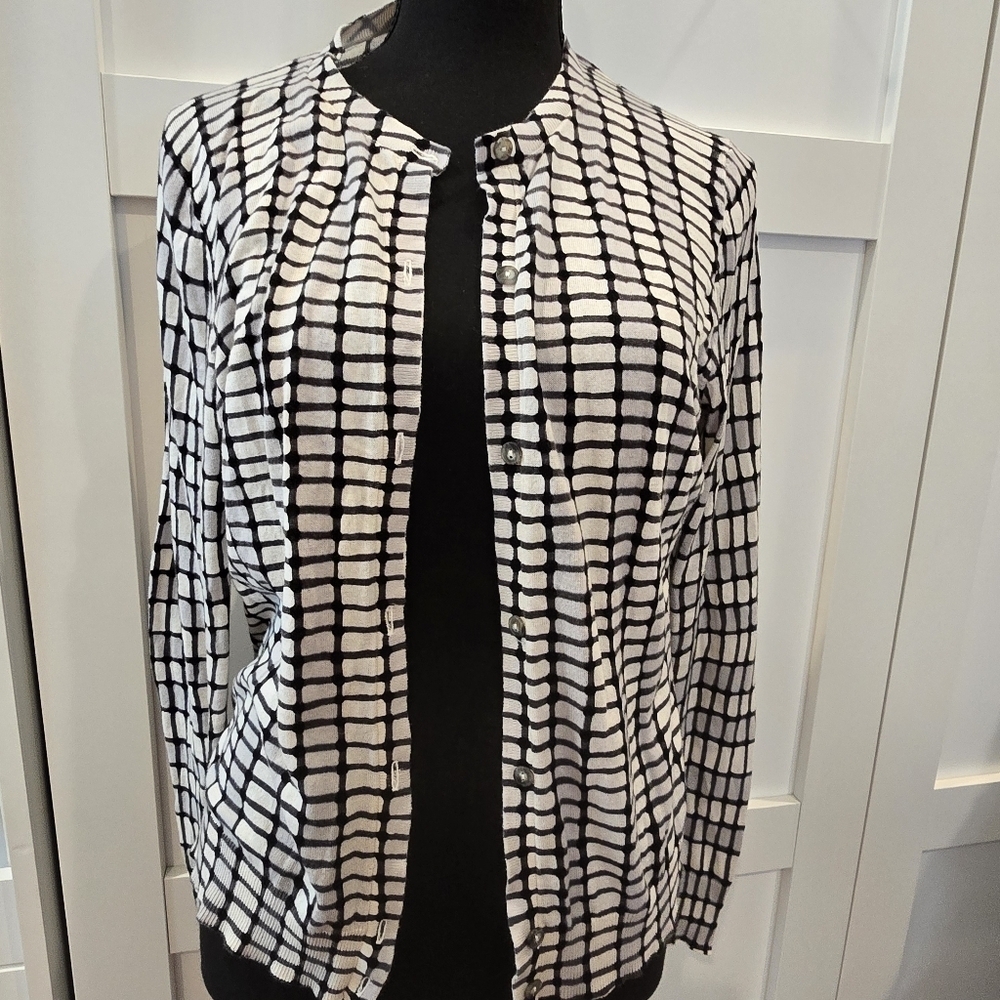 LOFT grid fine knit cardigan